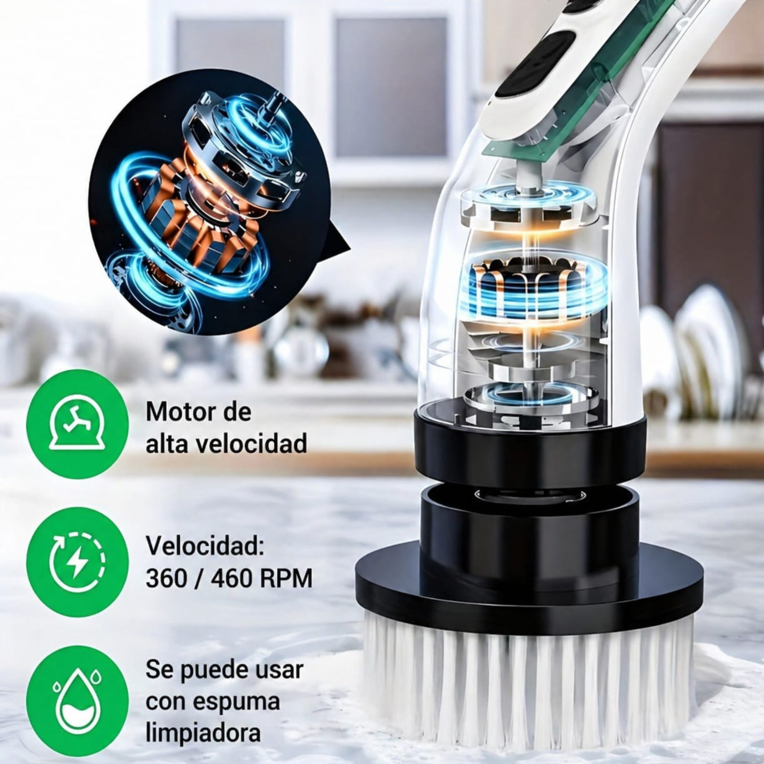 cepillo eléctrico multiusos corto con 6 cabezales intercambiables cepillo eléctrico multiusos corto con 6 cabezales intercambiables